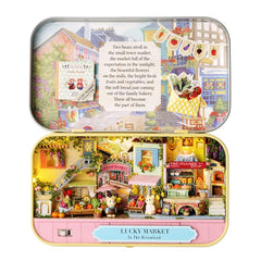 Dollhouse Miniature with Furniture Kit Handmade DIY House Model for Teens mature-themed Gift (Lucky Market)